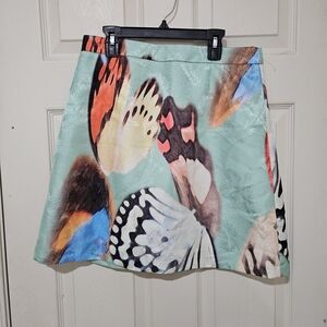 Iroo Butterfly Print A-Line Skirt Sz M